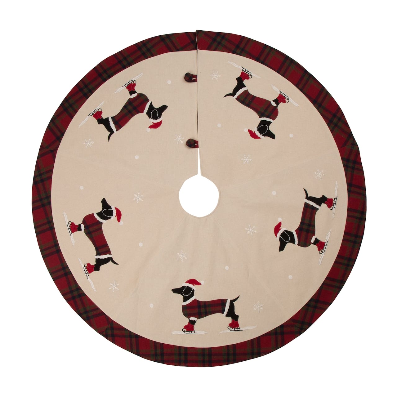 Glitzhome® 48" Dachshund Fabric Christmas Tree Skirt